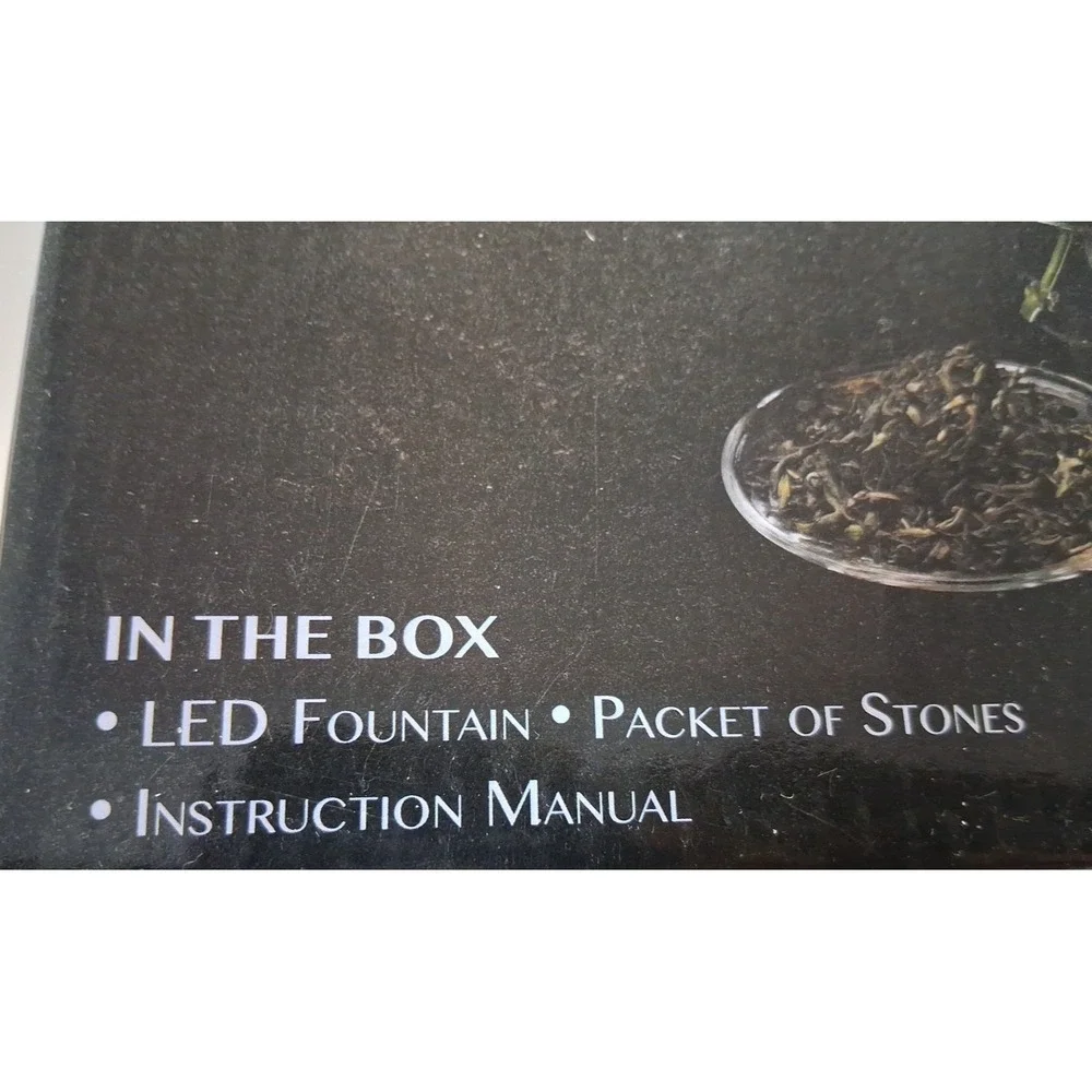 Relaxing Modern Zen Fountain with Blue LED Lights‎ w/ Natural River Rocks